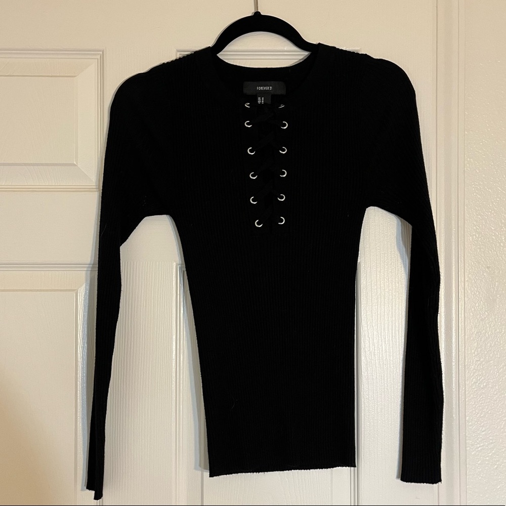 Forever 21 Lace Up Sweater